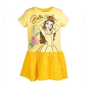 Disney Princess Belle Yellow Graphic Short Sleeve Dress size 4T